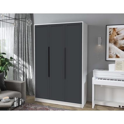 Шкаф распашной Тренд КТ-Ш3 (Белый платинум ЛДСП/ Пепел ЛМДФ) Ш1360 В2128 Г547